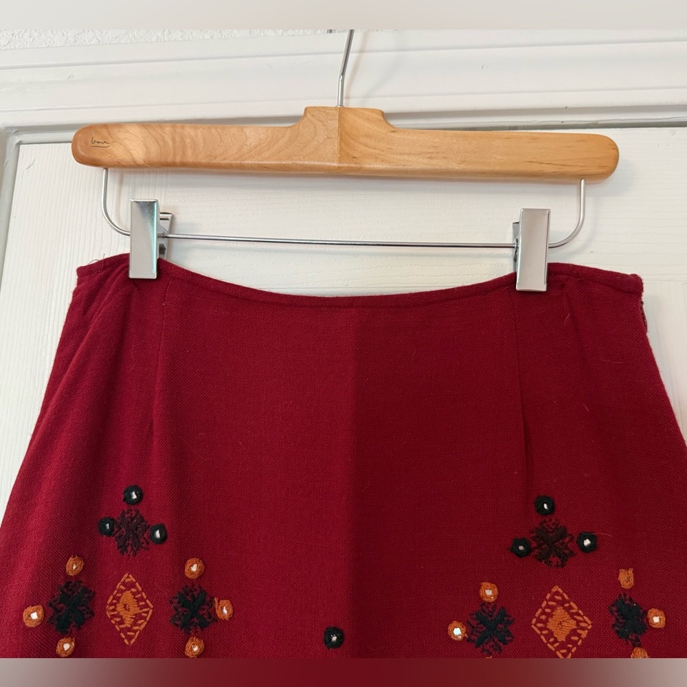 Anthropologie Sleeping On Snow maroon maxi blanket skirt - Picture 3 of 9